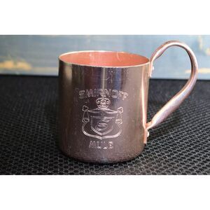 set of two Vintage 1970s Smirnoff Moscow Mule Copper Cup front logo